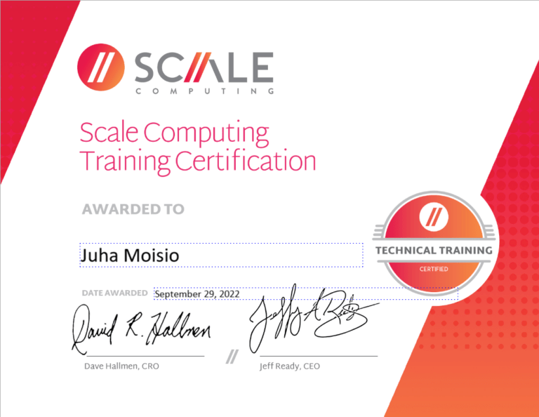 Scale Computing Training Certification Juha Moisio